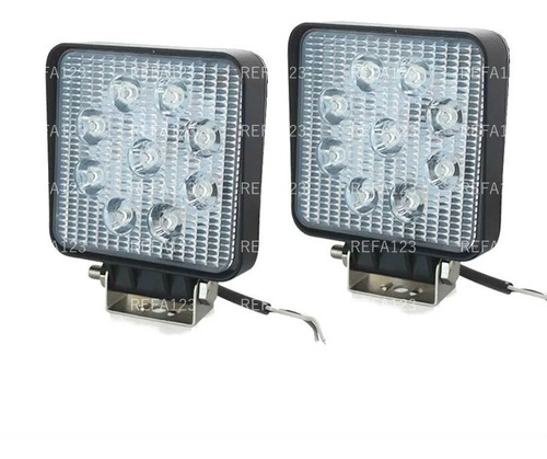 Faros 9 Led De Calidad Cuadrado Con Base 2 Pza