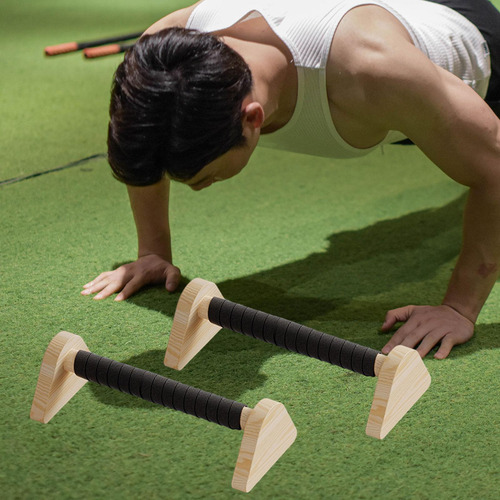 2pcs Push Up Bar Parallettes Barra De Madera Sin