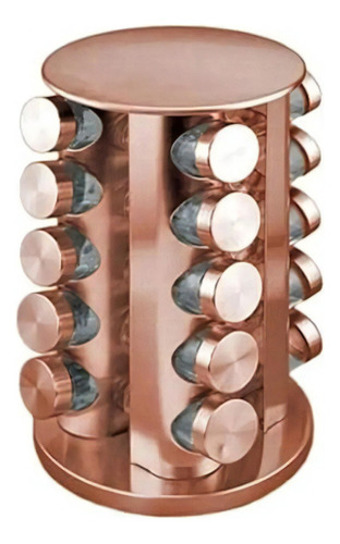 Porta Tempero Rose Gold Giratório 20 Potes