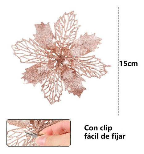 24 Flores Navideñas Para Árbol Navidad Ornamento Con Clips