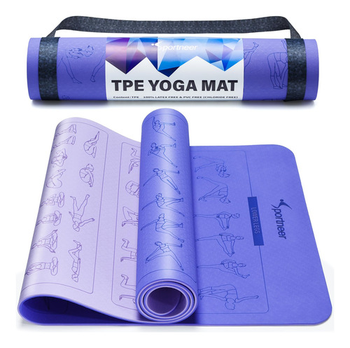 Tapete De Yoga Con 150 Posturas Impresas 61 Cm X 183 Cm Anti