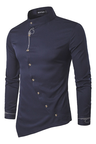 Camisas Goticas Hombre Con Botones Irregulares Elegantes Par