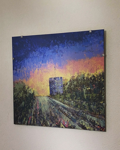 Cuadro Hecho A Mano. Envidriado. 40x40. Gasometro Gral.paz.