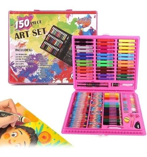 Set Arte Niños Maleta 150 Piezas Crayon Oleo Plumon Colores