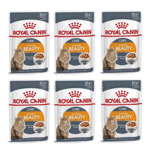 Kit 6 Un. Ração Wet Intense Beauty 12 - 85gr Royal Canin