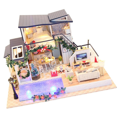 Imagen 6 de 6 de Casa De Muñecas Diy Kit De Madera En Miniatura Con Muebles