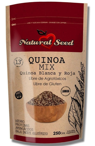 Quinoa Mix Natural Seed 250gr Blanca Y Roja Lavada S/tacc Dw