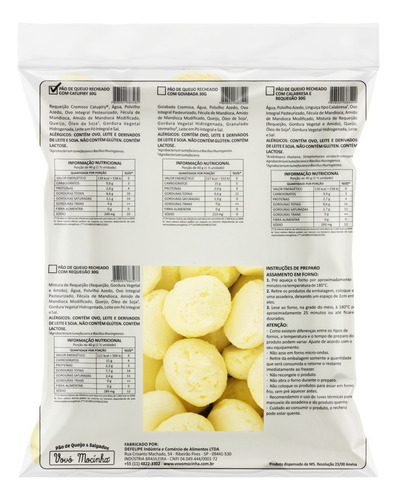 Pão de Queijo Recheio Catupiry Vovó Mocinha Pacote 2kg