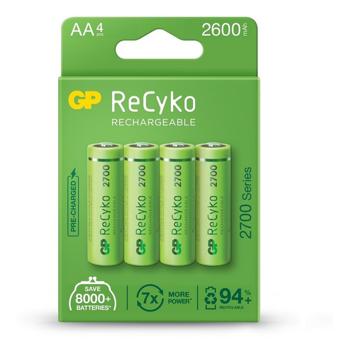 08 Pilhas Aa Pequena Recarregável 2600 Mah Gp 02 Cartelas