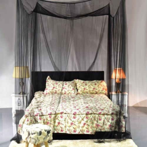 4 Post Bed Canopy Quatro Canto Mosquito Rede Preta