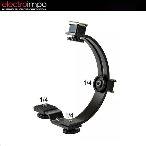 Soporte Curvo Chico Handycam Microfonos Flash Holder Para 2 Zapatas + Envío