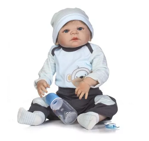 Bebe Reborn Menino Todo Em Silicone 57 Cm - Muito Realista - PRO