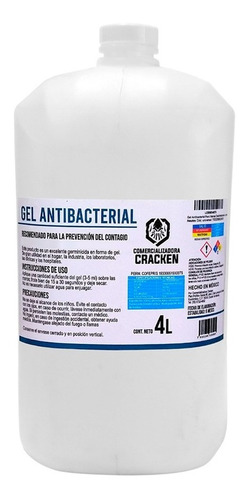 Gel Antibacterial Para Manos Desinfectante 4 Litros