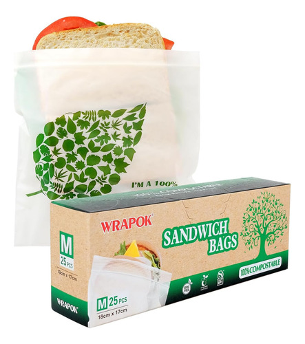 Bolsas De Sándwich 100% Biodegradables, Pequeñas Bolsas Comp