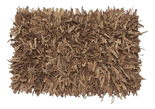 Hf By Lt Handwoven Leather Shag Rug, 23 X 35 Pulgadas, Pecan