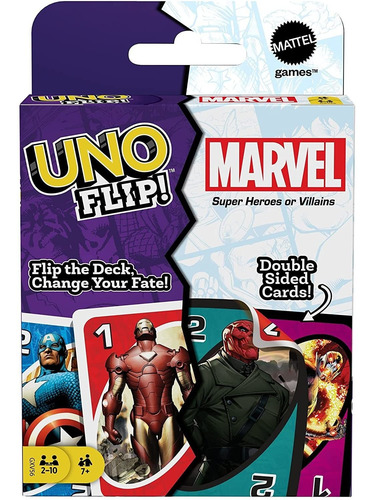 Jogo De Cartas Uno Flip Marvel Com 112 Cartões Presente Kid