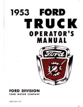 1953 ford Truck Linea Completa Propietario Manual Guia
