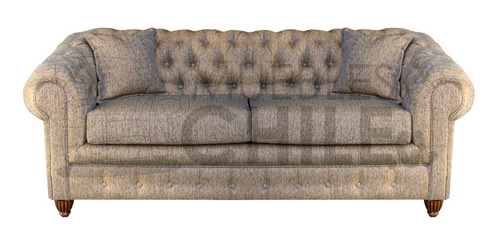 Sofa Capitone Chesterfield Lino Mostaza / Muebles Chile