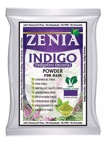 Zenia Indigo Polvo Colorante Para Barba Y Cabello 1000g