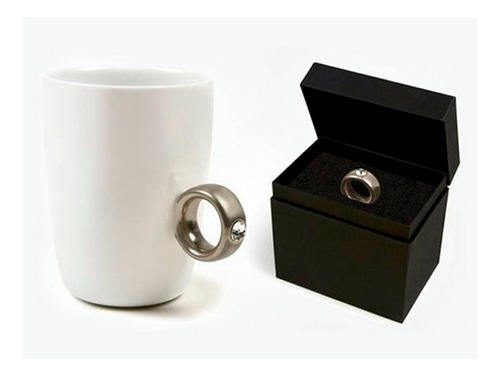Imagen 4 de 5 de Taza Imprortada Ceramica Anillo Compromiso Hype Con Piedrita