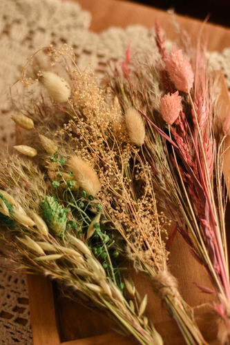 Imagen 4 de 5 de Kit Florero Vidrio + Ramo Flores Secas Deco Regalo Living