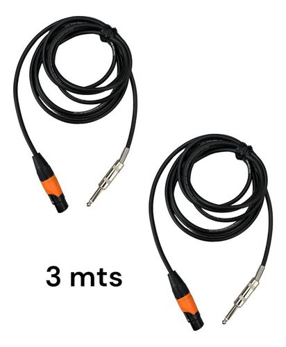 Paquete De 2 Cables Xlr Hembra A Plug 6.3mm 3m Alta Calidad
