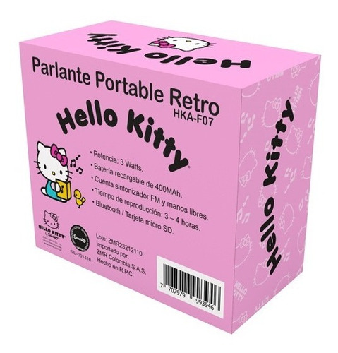 Imagen 3 de 4 de Parlante Pequeño Tv Bt Hello Kitty Hka-f07