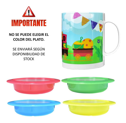 Imagen 2 de 7 de Taza Plastica Con Plato Infantil Personajes Animados Set