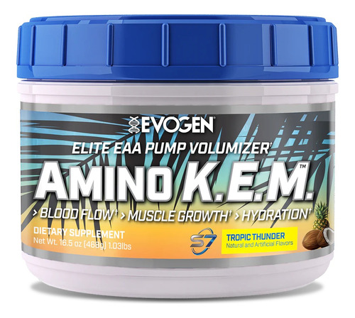 Aminoácidos Esenciales Evogen Amino Kem 30 Servicios Sabor Tropic thunder