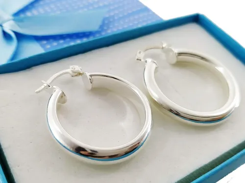 Aros Argollas Infladas Plata 925 Anchas 25mm Mujer Garantia