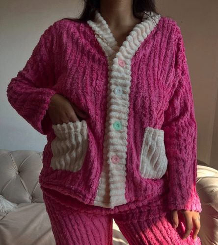 Conjunto De Pijama Polar Corderito Camisero Importado