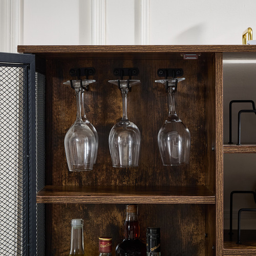 Gabinete De Bar, Bufets De Cocina Con Soporte Y Portabotella Atigrado