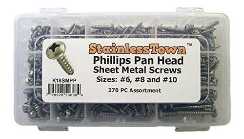 Acero Inoxidable Phillips Pan Chapa Screw Assortment Kit