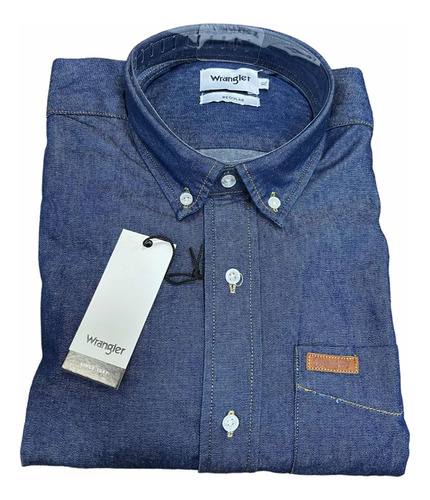 Wrangler Camisa Jeans Azul 1 Bolsillo Clásica Botones  Pasta