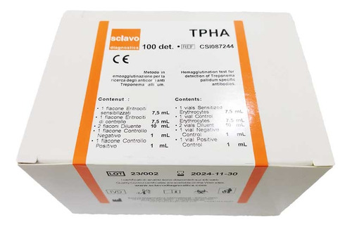 Test Tpha, Sífilis Microhemaglutinación, Sclavo (100und)