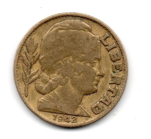 Argentina Moneda 20 Centavos Torito Año 1942 Fecha Chica