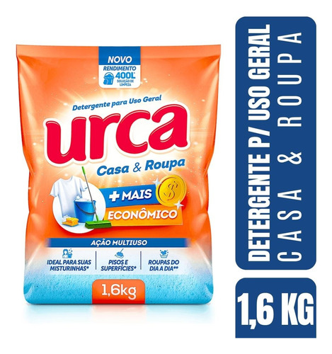 Detergente Em Pó Urca Casa E Roupa Concentrado Sachê 1,6 Kg