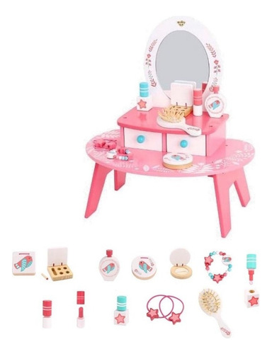 Tocador infantil rosa, juguete de madera Tooky Toky