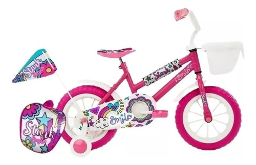 Bicicleta Rodado 12 Smile Stark Nena Infantil Ruedas Mochila