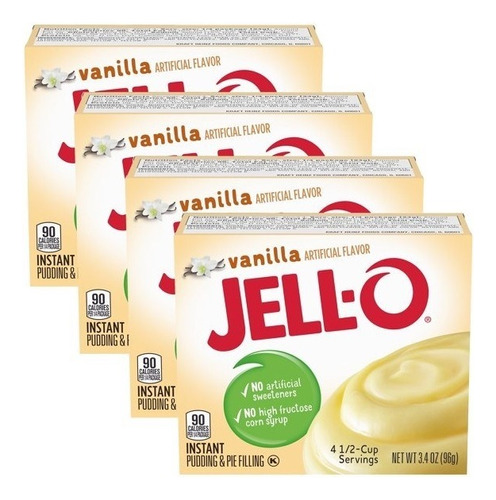 4 Jell-o Vanilla Pudding Mix Pie Pudin Gelatina