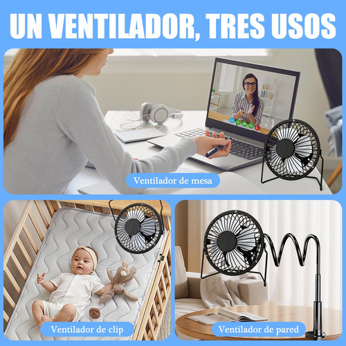 Ventilador De Escritorio Usb Pequeño Aspas De Metal 14cm