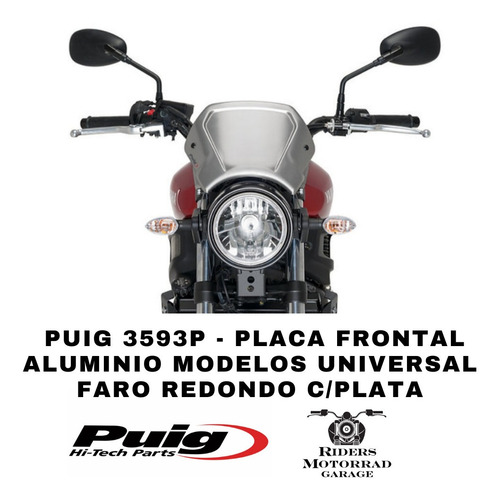 Imagen 1 de 6 de Parabrisas Moto Placa Aluminio, Faro Redondo - Puig 3593p