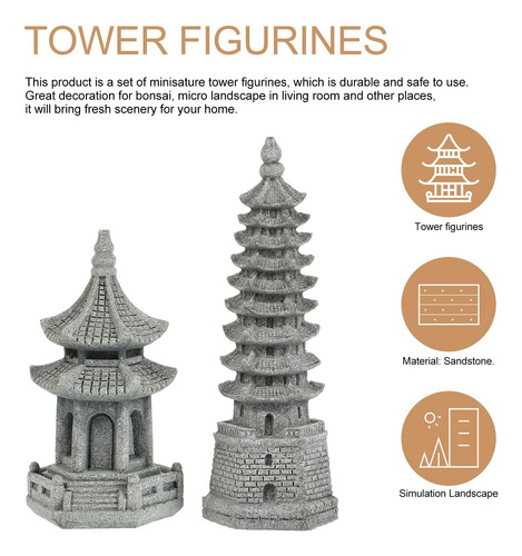 Yardwe 4 Pcs Mini Pagoda Ornaments, Estatua De Pagoda En Min