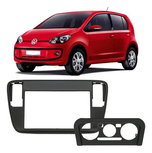 Moldura Painel Central 2 Din Mp5 Dvd Volkswagen Vw Up 2014 à 2017 Preta Expex Epx 320 Ap 1046