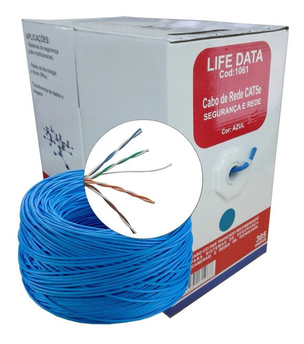 Cabo De Rede Cat5e 4 Pares Caixa Com 305m Azul Cftv Quality