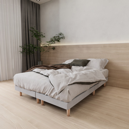 Base Cama Matrimonial Armable Modular Madera Colchón Recamar Gris