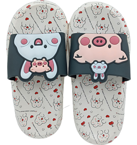 Sandalia Kawaii Chancla Mujer  Conejo Puerquito Comoda Moda