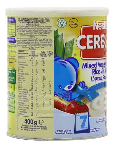 Imagen 6 de 7 de Nestle Cerelac, Mixed Verduras Y Arroz Con Leche, 400 G (14.