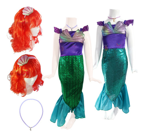 Disfraz Sirenita Princesa Ariel Vestido Traje Sirena Niña