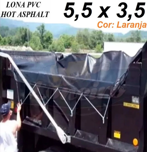 Imagem 1 de 9 de Lona Pvc 5,5x3,5 Mt Suporta Alta Temperatura Asfalto Quente